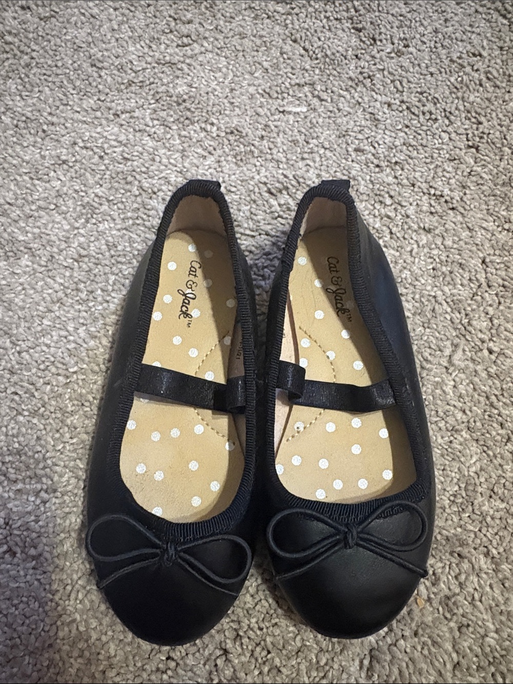 Cat & Jack Black Girls' Ballet Flats with Bow Accent